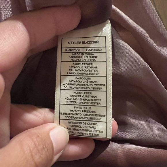 Steve Madden Metallic Dust Pink Turtleneck Full Zip Puffer Quilted Jacket Sz XL - Picture 6 of 7